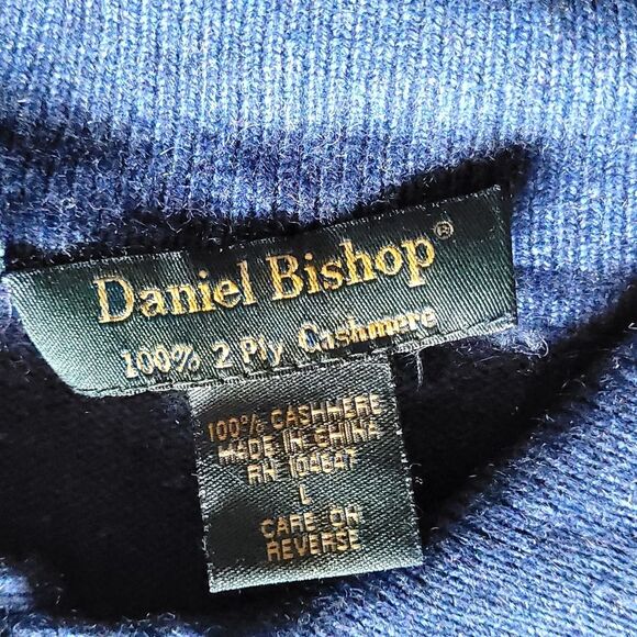 Daniel Bishop Men's 1/4 Buttons Polo 2-ply Cashmere Blue Sweater Mens Large - Picture 4 of 8